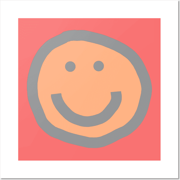 Smiley Face Peach Fuzz Pantone Color of the Year 2024 Wall Art by ellenhenryart